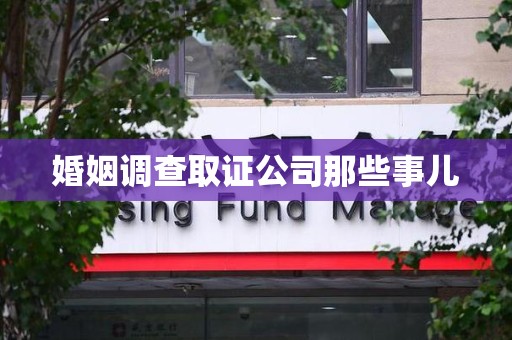 湖口婚姻调查取证公司那些事儿