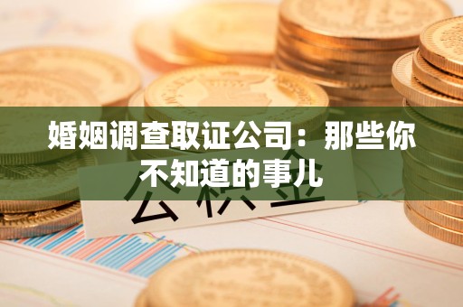 湖口婚姻调查取证公司：那些你不知道的事儿
