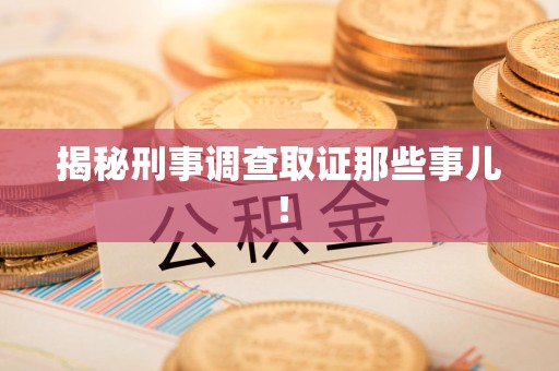 湖口揭秘刑事调查取证那些事儿！
