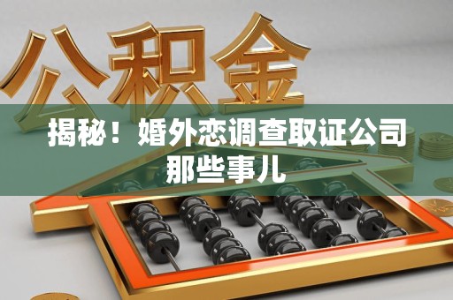 湖口揭秘！婚外恋调查取证公司那些事儿