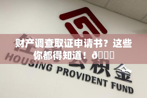 湖口财产调查取证申请书？这些你都得知道！😎
